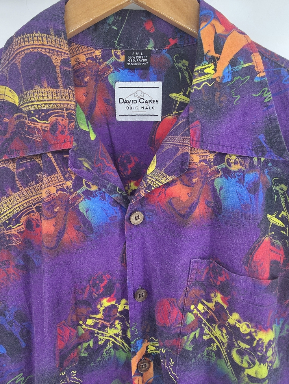 Vintage David Carey Originals Shirt New Orleans Jazz Musician Mens Lg  Pre-owned